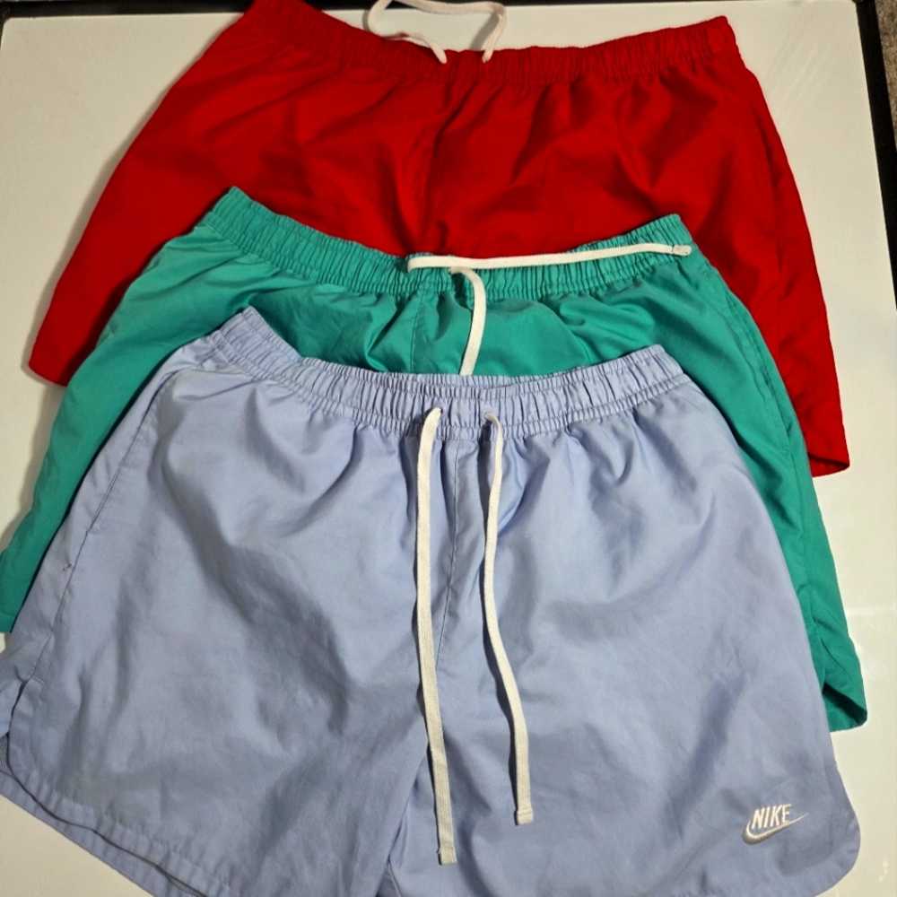 Nike Vibrant Shorts Trio in Red, Teal, and Light Blue